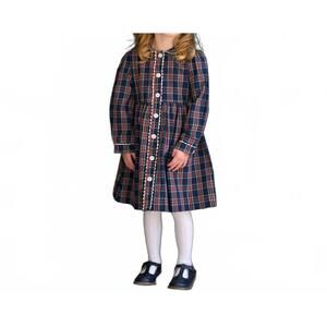 NEW RACHEL RILEY tartan button front dress in navy